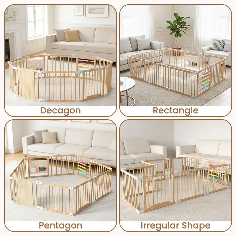 CozyCubs playpen shape options - rectangle, pentagon, decagon
